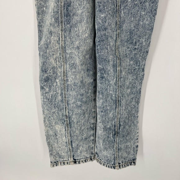 Vintage 90’s Acid Wash Front Pocket Cartoon Patch Seamed Straight Leg Jumpsuit - Picture 6 of 12